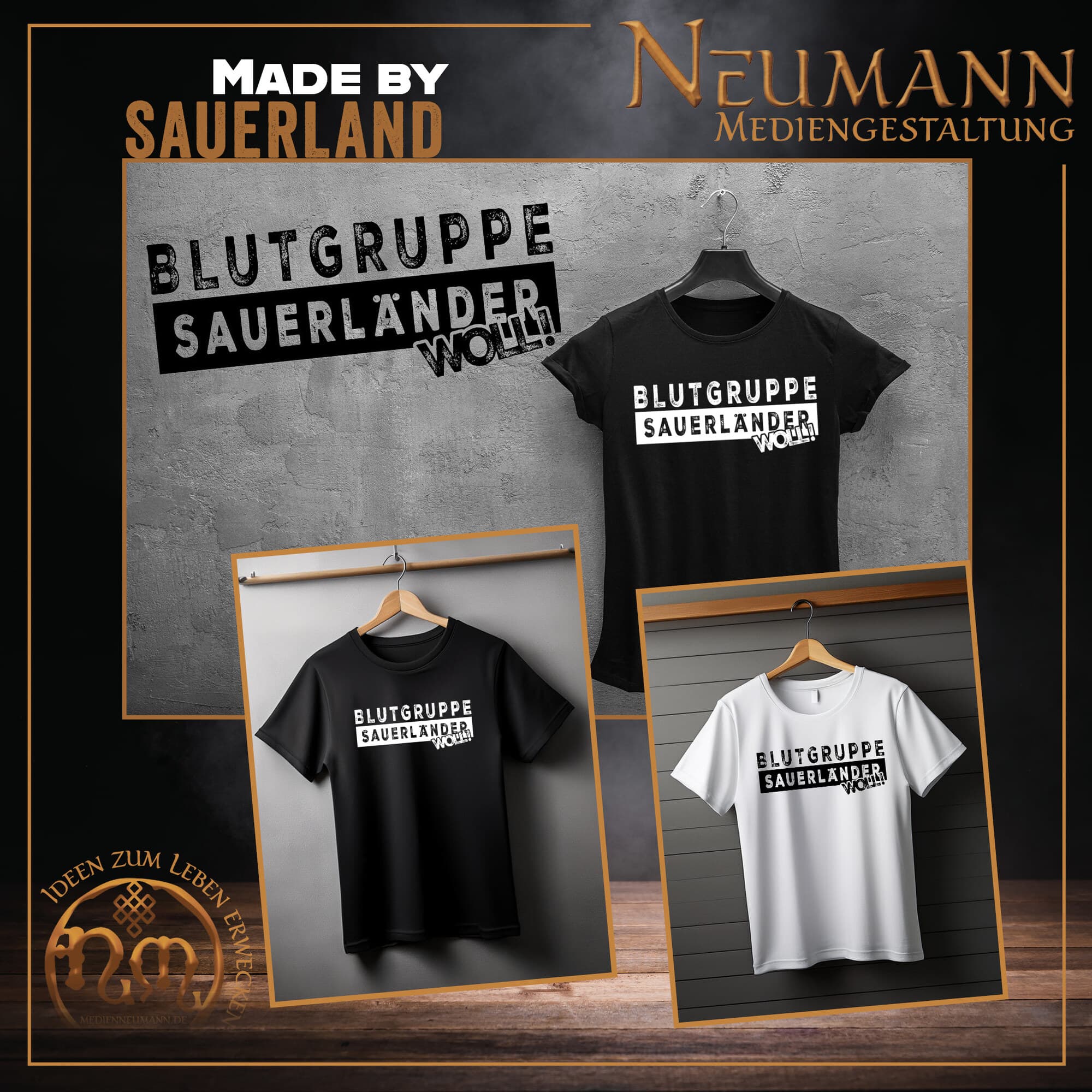 T-Shirt-Design „Blutgruppe Sauerländer" aus der eigenen Kollektion
