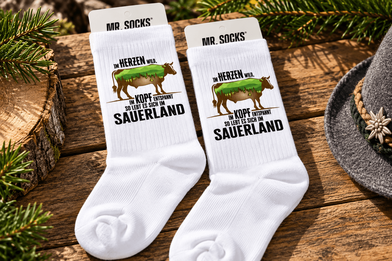 Bedruckte Socken mit Sauerländer Else Motiv oder auch Wunschmotiv